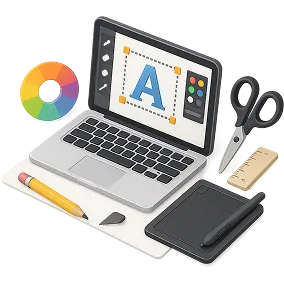 Интерьер небольшого дома с компьютером на письменном столе, иллюстрирующий уютное рабочее пространство.